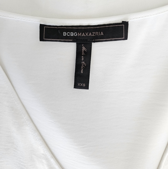 BCBGMaxAzria White Satin Asymmetrical Sleeveless High-Low Avery Dress - Picture 15 of 16